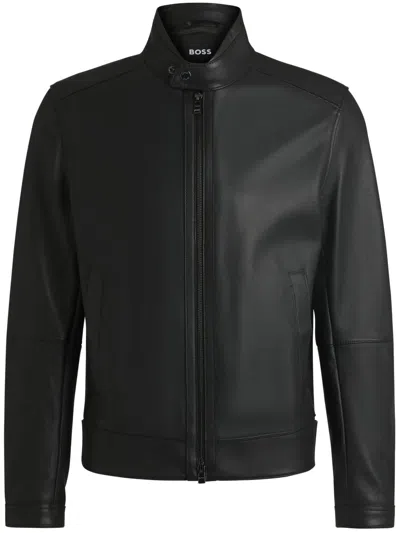 HUGO BOSS ZIP-UP LEATHER JACKET