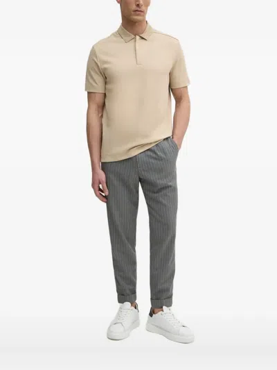 Hugo Boss Zip-up Polo Shirt In Metallic
