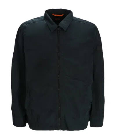 Hugo Boss Zip-up Shirt In Blue