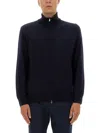 Hugo Boss Boss Zip-up Shirt In Soft Virgin Wool In Blue