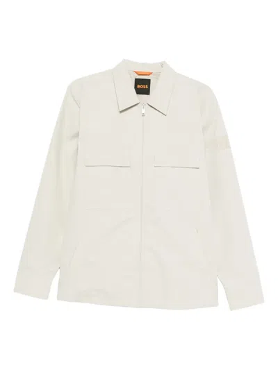Hugo Boss Zip-up Shirt Jacket In White