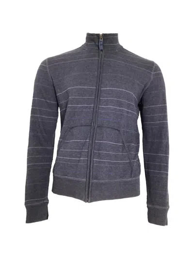 Pre-owned Hugo Boss Zip-up Striped Sweatshirt In Blue