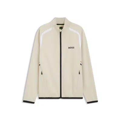 Hugo Boss Zip-up Sweatshirt In Temperature-regulating Stretch Gabardine In Multi