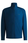 Hugo Boss Zip-up Sweatshirt With Decorative Reflective Logo In Blue