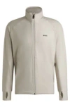 Hugo Boss Zip-up Sweatshirt With Decorative Reflective Logo In Light Beige