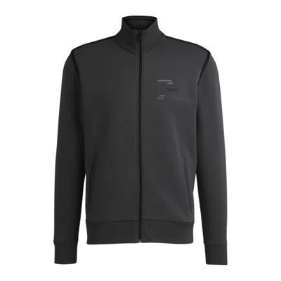 Hugo Boss Zip-up Sweatshirt With Logo Artwork In Grey