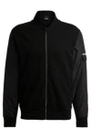 Hugo Boss Zip-up Sweatshirt With Signature-stripe Detail In Black