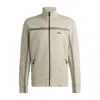 Hugo Boss Zip-up Sweatshirt With Tape Inserts In Neutral