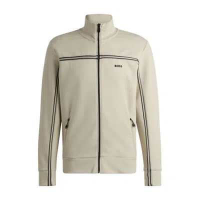 HUGO BOSS ZIP-UP SWEATSHIRT WITH TAPE INSERTS