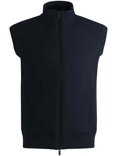 Hugo Boss Zip-up Vest In Blue