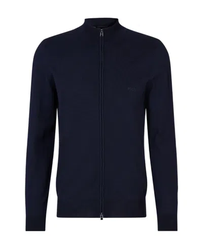 Hugo Boss Zip-up Virgin-wool Sweater In Black