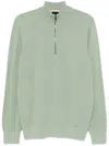 Hugo Boss Zipped Cotton Sweater In Green