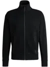 Hugo Boss Sweatshirt With Jacquard Collar And Cuffs In Black