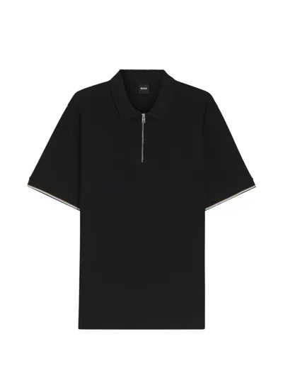 Hugo Boss Regular-fit Polo Shirt In Mercerized Cotton In Black