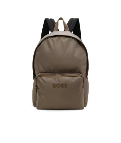 Hugo Boss Zipper Backpack In Brown