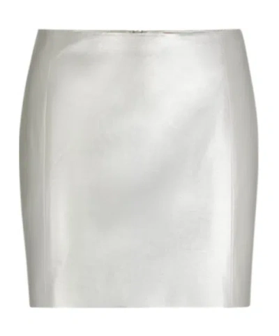 Hugo Boss Regular-fit Mini Skirt In Metallic Fabric In White
