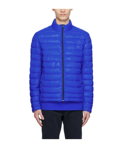 Hugo Boss Zipper Cotton Suit With Vertical Collar In Blue