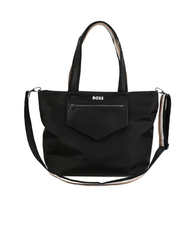 Hugo Boss Zipper Shoulder Bag In Black