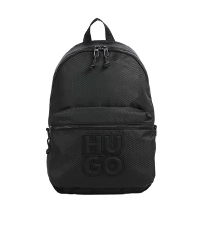 Hugo Boss Zippered Backpack In Black