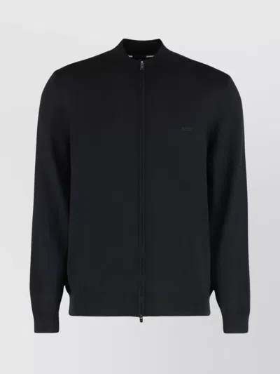 HUGO BOSS ZIPPERED CARDIGAN IN VIRGIN WOOL