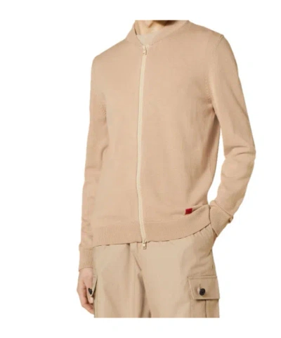 Hugo Boss Zippered Cardigan In Nude