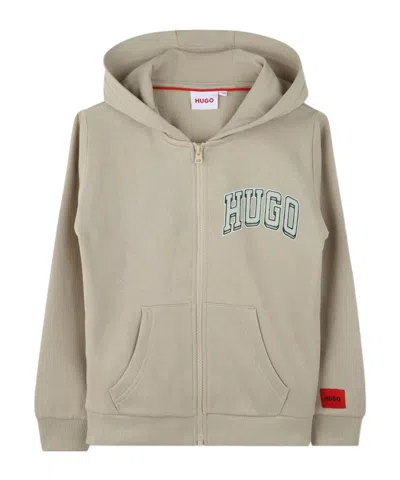 Hugo Boss Kids' Zippered Hoodie In Nude