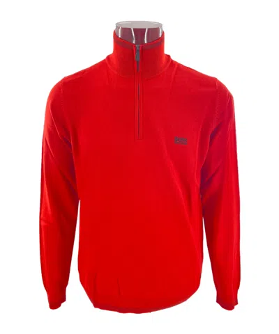 Hugo Boss Zippered Long-sleeved Sweater In Red
