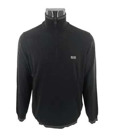 Hugo Boss Zippered Long-sleeved Sweater In Black