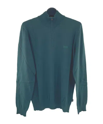 Hugo Boss Zippered Long-sleeved Sweater In Blue