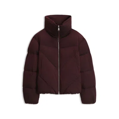 Hugo Boss Zippered Puffer Jacket In Lustrous Fabric In Red