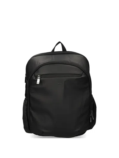 Hugo Boss Zip-up Backpack In Black
