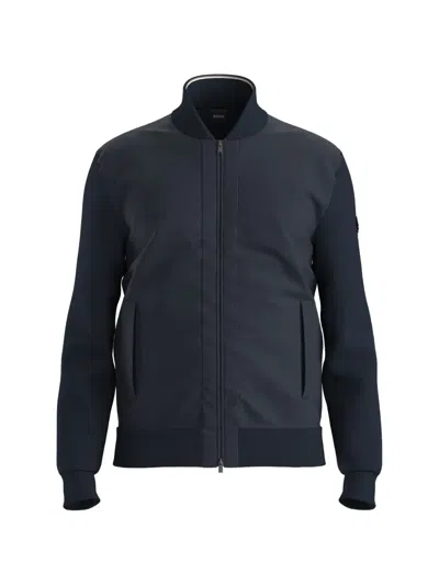 Hugo Boss Zip-up Bomber Jacket In Blue