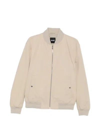 Hugo Boss Zip-up Bomber Jacket In Brown