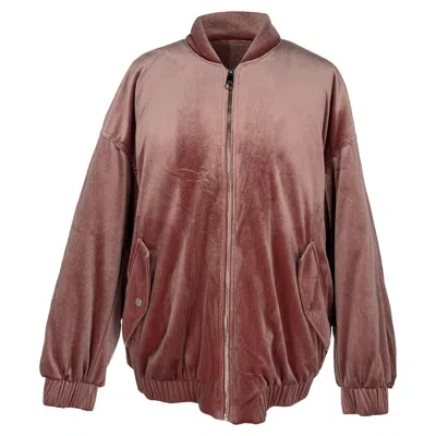 Pre-owned Hugo Boss Zip-up Bomber Jacket In Pink Velvet In Brown