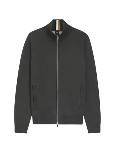 Hugo Boss Zip-up Cardigan In Black
