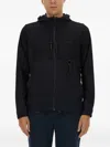 Hugo Boss Zip-up Black Technical Fabric Hooded Sweatshirt In Black