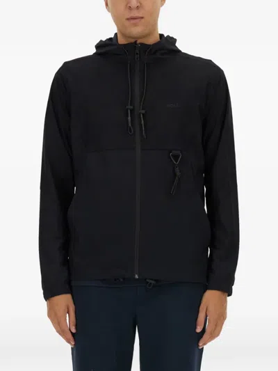 Hugo Boss Zip-up Black Technical Fabric Hooded Sweatshirt
