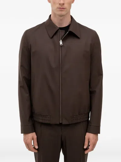 Hugo Boss Zip-up Jacket In Brown