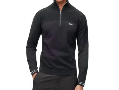 Hugo Boss Zolet 001 Zip Neck Sweater In Black