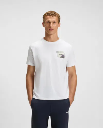 Hugo Boss Boss By  Men's Decorative Reflective Relaxed-fit T-shirt In White