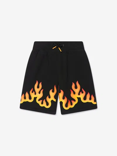 Hugo Kids' Boys Flames Print Shorts In Black