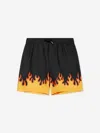 Hugo Boss Flame-print Swim Shorts In Black