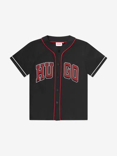 Hugo Kids' Boys Jersey Baseball Shirt In Black