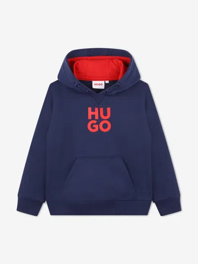 Hugo Babies' Boys Logo Print Hoodie In Blue