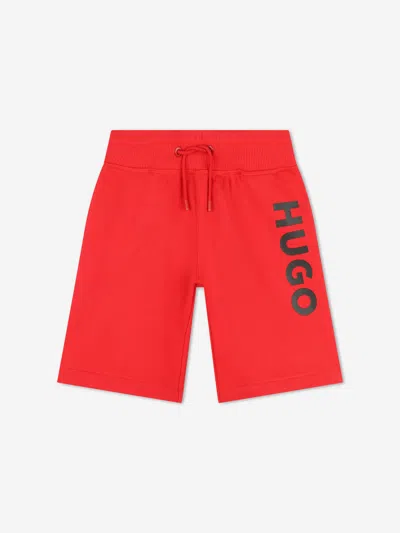Hugo Kids' Logo-print Track Shorts In Red