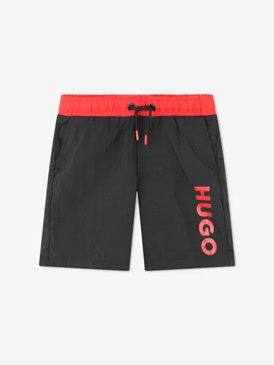 Hugo Babies' Boys Logo Print Swim Shorts In Black