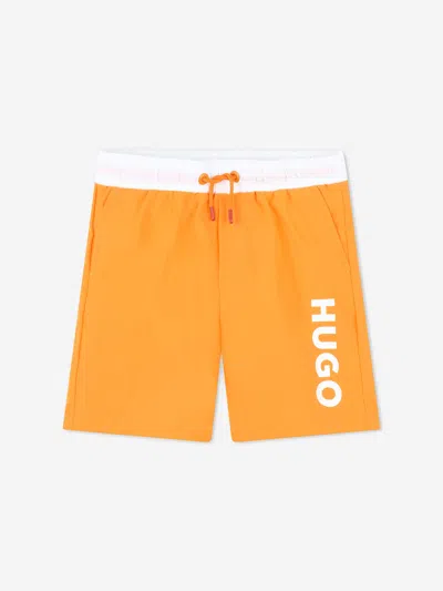 Hugo Babies' Boys Logo Print Swim Shorts In Orange