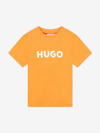 Hugo Babies' Boys Logo Print T-shirt In Orange