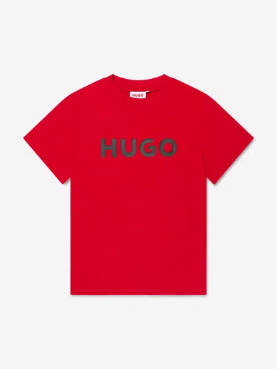 Hugo Kids' Boys Logo Print T-shirt In Red