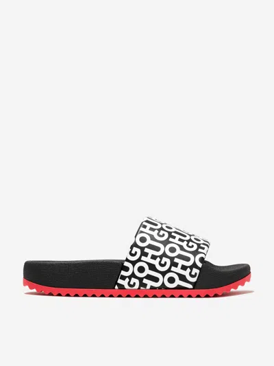 Hugo Boss Hugo Boys Monogram Sliders In Black | ModeSens